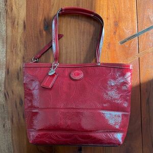 Coach Shiny Cherry Red patent Leather Tote